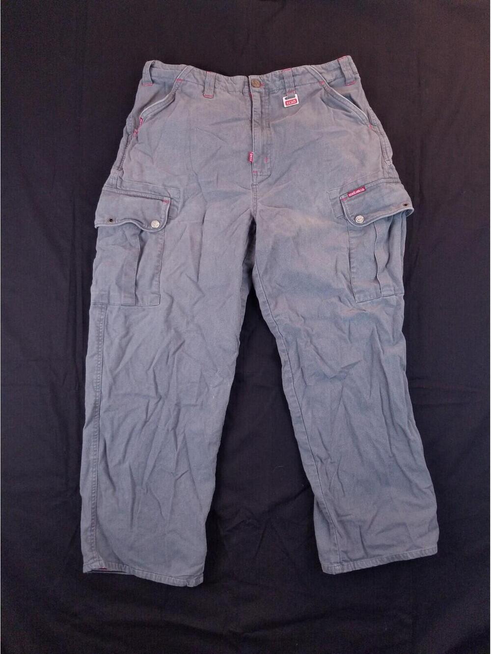 Vintage Ecko Unltd Grey Blue Baggy Skater Wide Y2K 90s Cargo Pants Mens 34x30